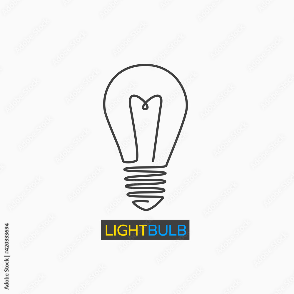 simple isolated continuous line of light bulb, lamp, lighting on white background for icon, logo etc. solution, thinking, idea concept flat vector design simple isolated continuous line of light bulb, lamp, lighting on white background for icon, logo etc. solution, thinking, idea concept flat vector design