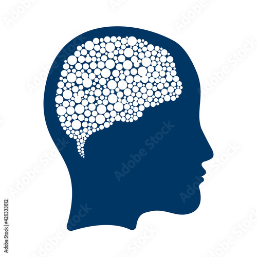 Head with bubbles brain vector illustration design. woman head and bubbles brain vector icon. Mind concept.