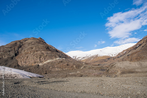 Breidamerkurjokull glacier and valley Verdurardalur in Vatnajokull National park in Iceland