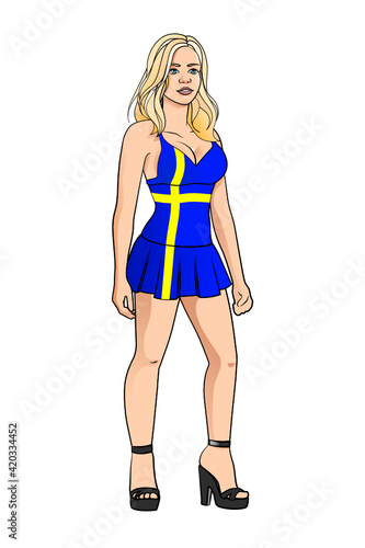 Sexy swedish Pin-Up Girl Illustration