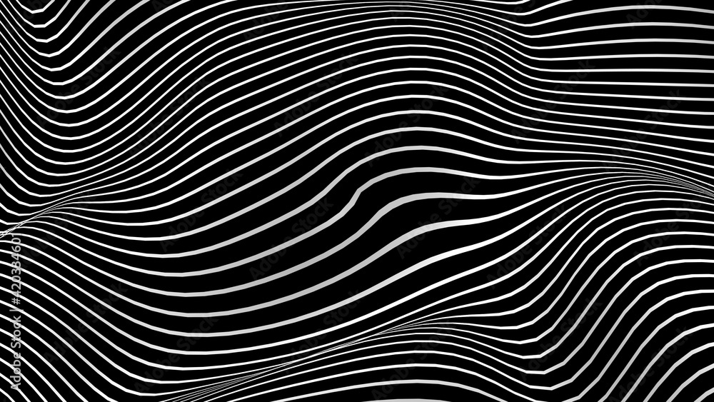 Black and white curve wave line abstract background.