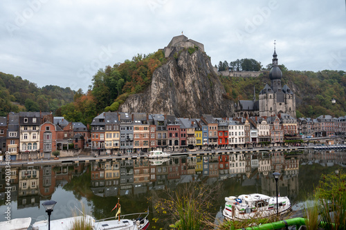 Small Belgian town Dinant on Meuse river in Walloon, Belgium