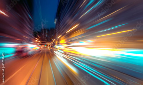 Abstract image of night traffic light trails in the city