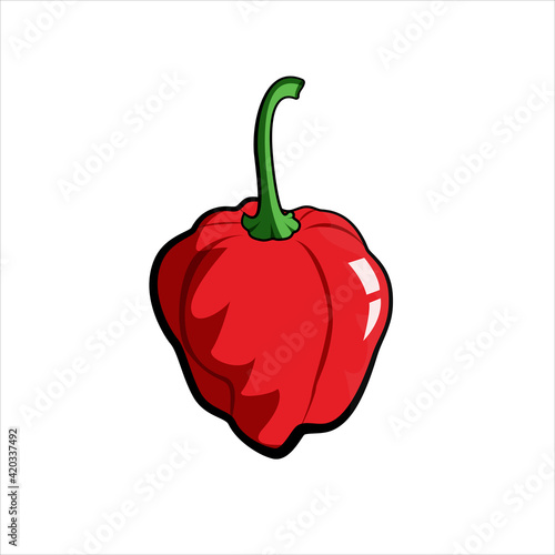 red scotch bonnet pepper cartoon vector isolated on a white background