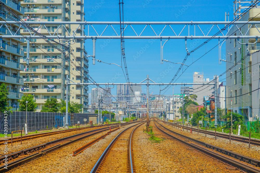 横浜市保土ケ谷区の線路と街並み 横浜市保土ケ谷区の線路と街並み
