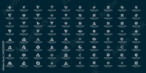 Set of abstract initial a-z.monogram logo design, icons for business of luxury,elegant and random
