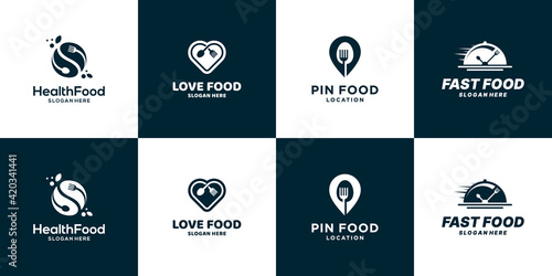 Set of food logo design icon symbol