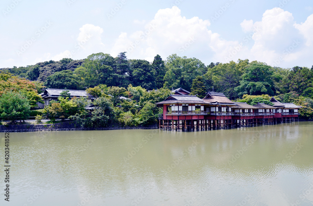 長岡天満宮 八条ヶ池と錦水亭 京都府長岡京市 長岡天満宮 八条ヶ池と錦水亭 京都府長岡京市