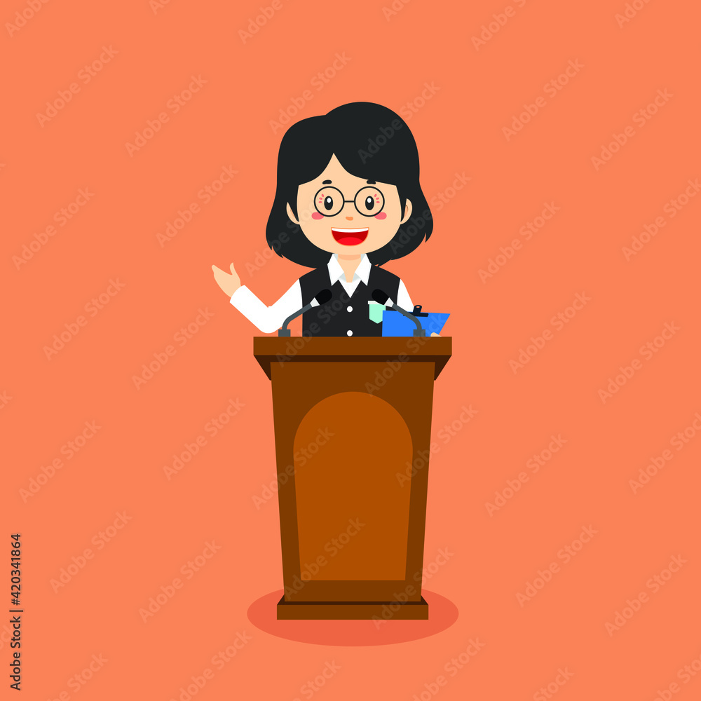 Teacher Character Speak On The Podium Teacher Character Speak On The Podium