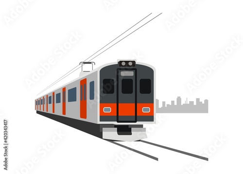 Short electric commuter train. Simple flat illustration
