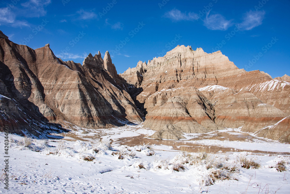 Badlands National Park in winter, South Dakota, U. S. A. Badlands National Park in winter, South Dakota, U. S. A.