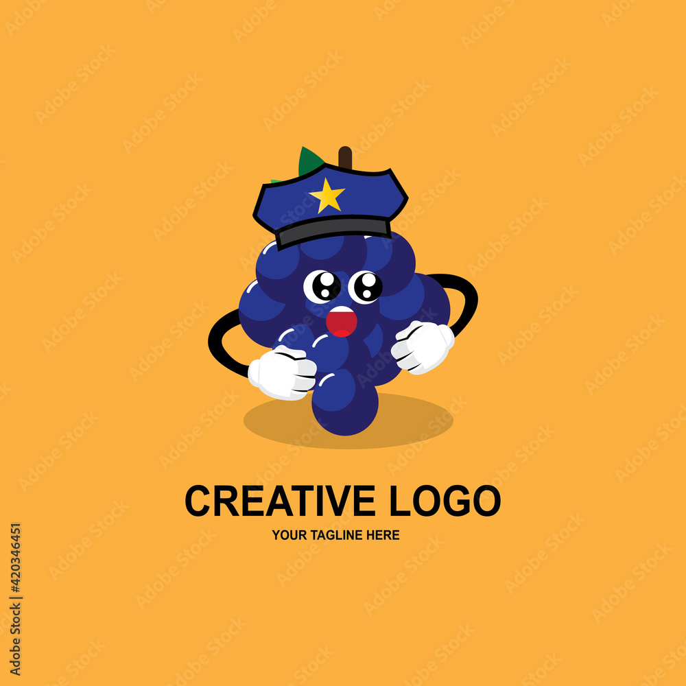 simple cartoon grape fruit expression icon vector logo simple cartoon grape fruit expression icon vector logo