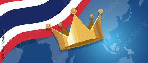Thailand king monarchy crown royal kingdom flag and map