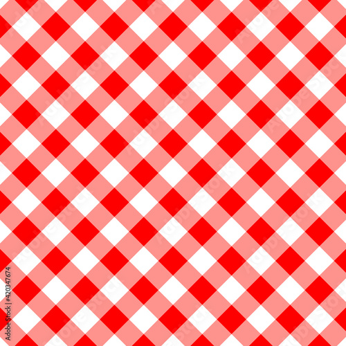Illustration of red traditional gingham concept background. Seamless pattern. Texture from rhombus squares for - plaid, tablecloths, clothes, paper, bedding, blankets, quilts and other textile product