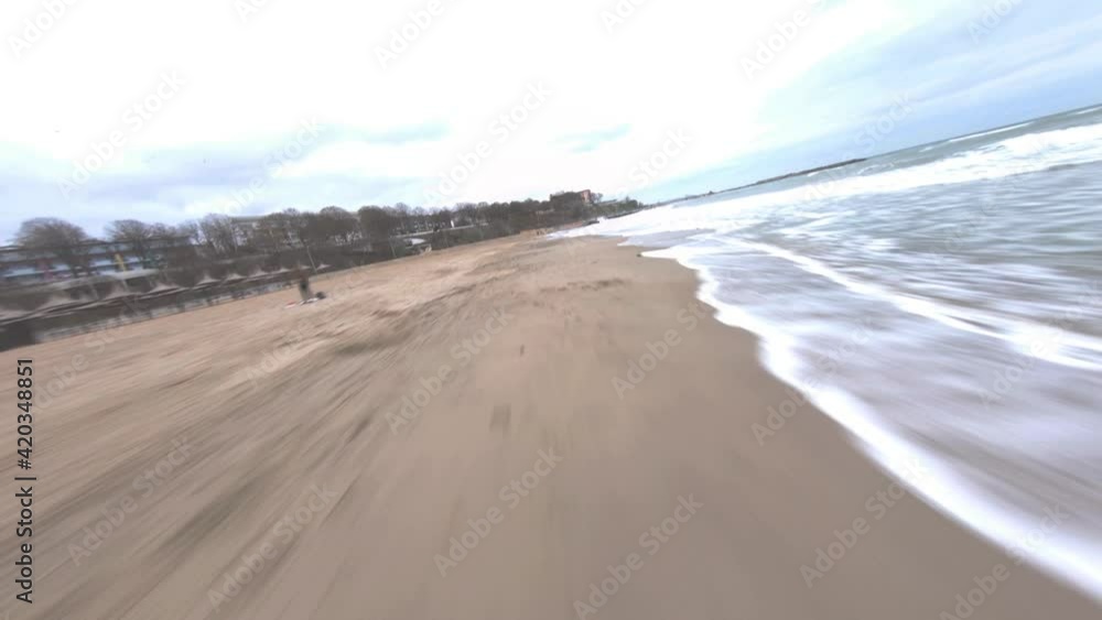 FPV drone flight in the winter at seaside, shot in 4k, 25fps FPV drone flight in the winter at seaside, shot in 4k, 25fps