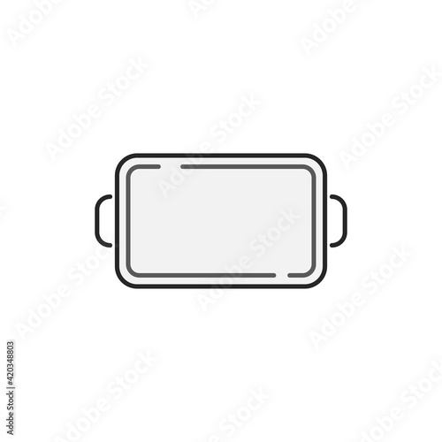 Baking tray thin line icon on white background.