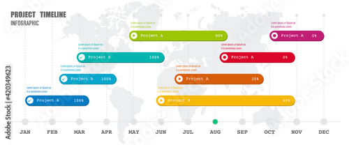 Project Timeline & Milestones Infographics, 12 months plan, project status management