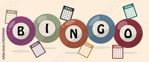 Bingo lotto game balls and lottery cards with lucky numbers vector, vintage design