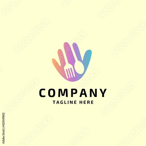 hand hello food delicious logo icon vector template