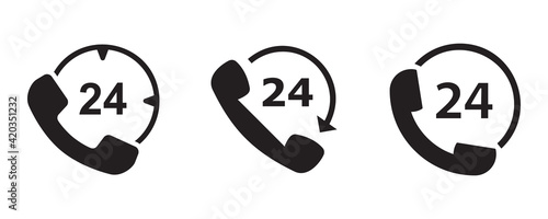 24 hour service icon set. Vector graphic illustration. Suitable for website design, logo, app, template, and ui. 