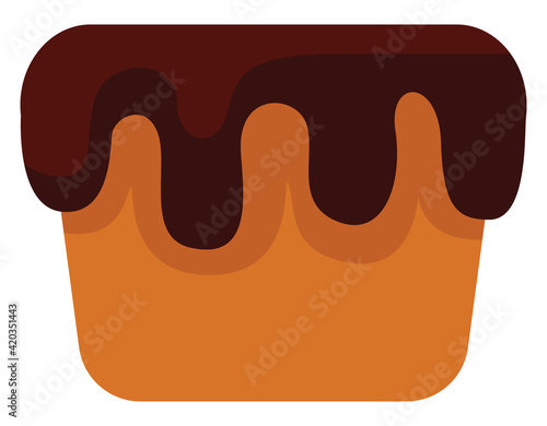 Chocolate mud cake, illustration, vector on a white background