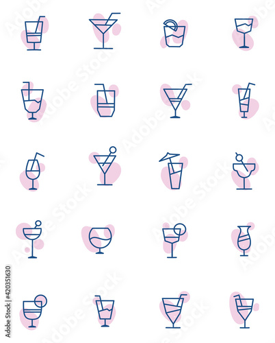 Alcoholic coctails, illustration, vector on a white background