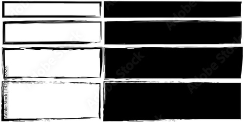 Black brush rectangles. Hand drawn sketch. Grunge texture. Vector design elements. Vector drawing. Stock image. EPS 10.