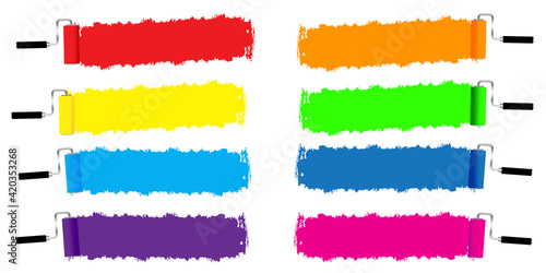 rollers paint stripes on colorful stripes. Brush stroke vector illustration. Stock image. EPS 10. photo