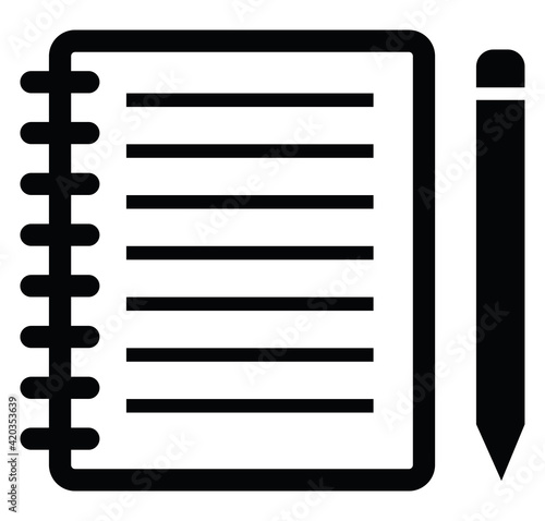 Exercise book, illustration, vector on a white background