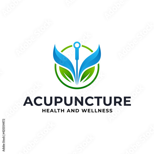 Acupuncture logo design template. Health and wellness icon logotype vector