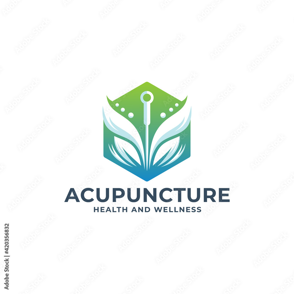 Acupuncture logo design template. Health and wellness icon logotype