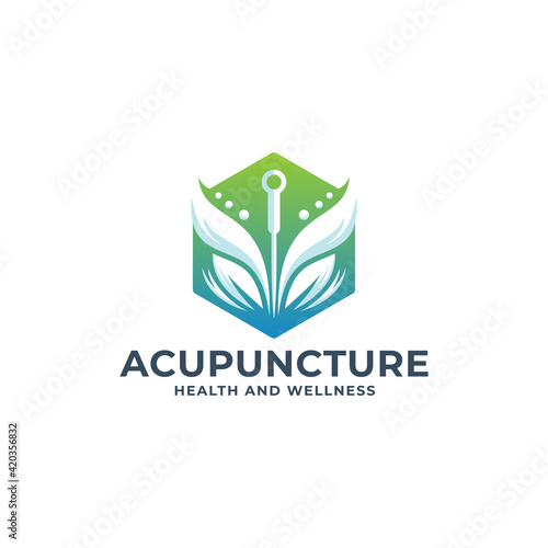 Acupuncture logo design template. Health and wellness icon logotype vector