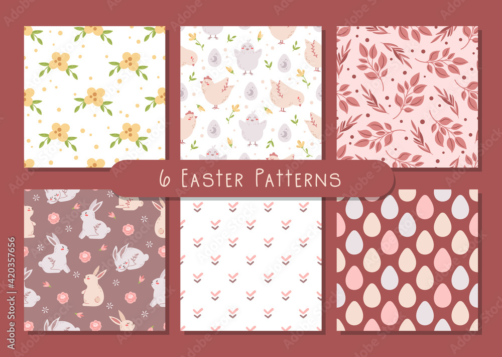 Easter pastel boho kids seamless pattern or digital paper Easter pastel boho kids seamless pattern or digital paper