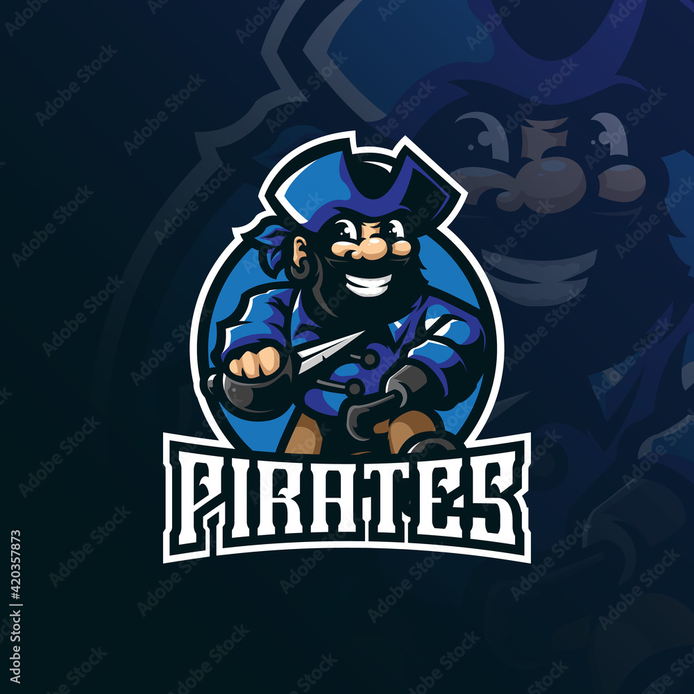 pirates mascot logo design with modern illustration concept style for badge, emblem and t shirt printing. smart pirates illustration. pirates mascot logo design with modern illustration concept style for badge, emblem and t shirt printing. smart pirates illustration.