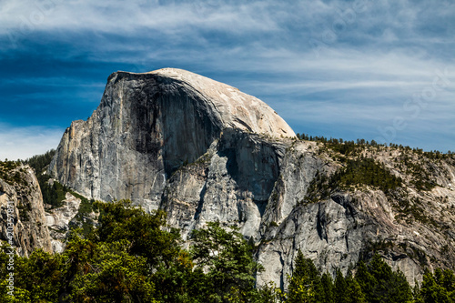 The Half Dome as viewed from the Yosemite valley in California.