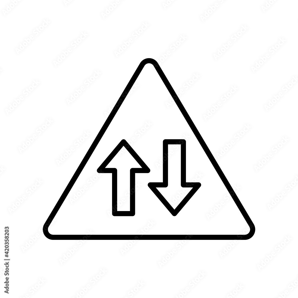 two way icon, vector road sign icon, isolated on white background two way icon, vector road sign icon, isolated on white background