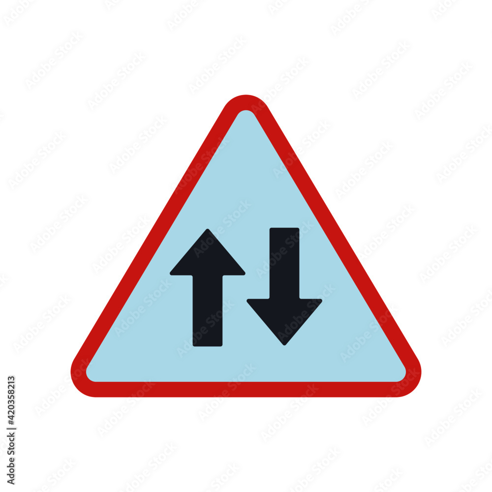 two way icon, vector road sign icon, isolated on white background two way icon, vector road sign icon, isolated on white background