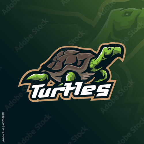 turtle mascot logo design with modern illustration concept style for badge, emblem and tshirt printing. turtles illustration for sport team.