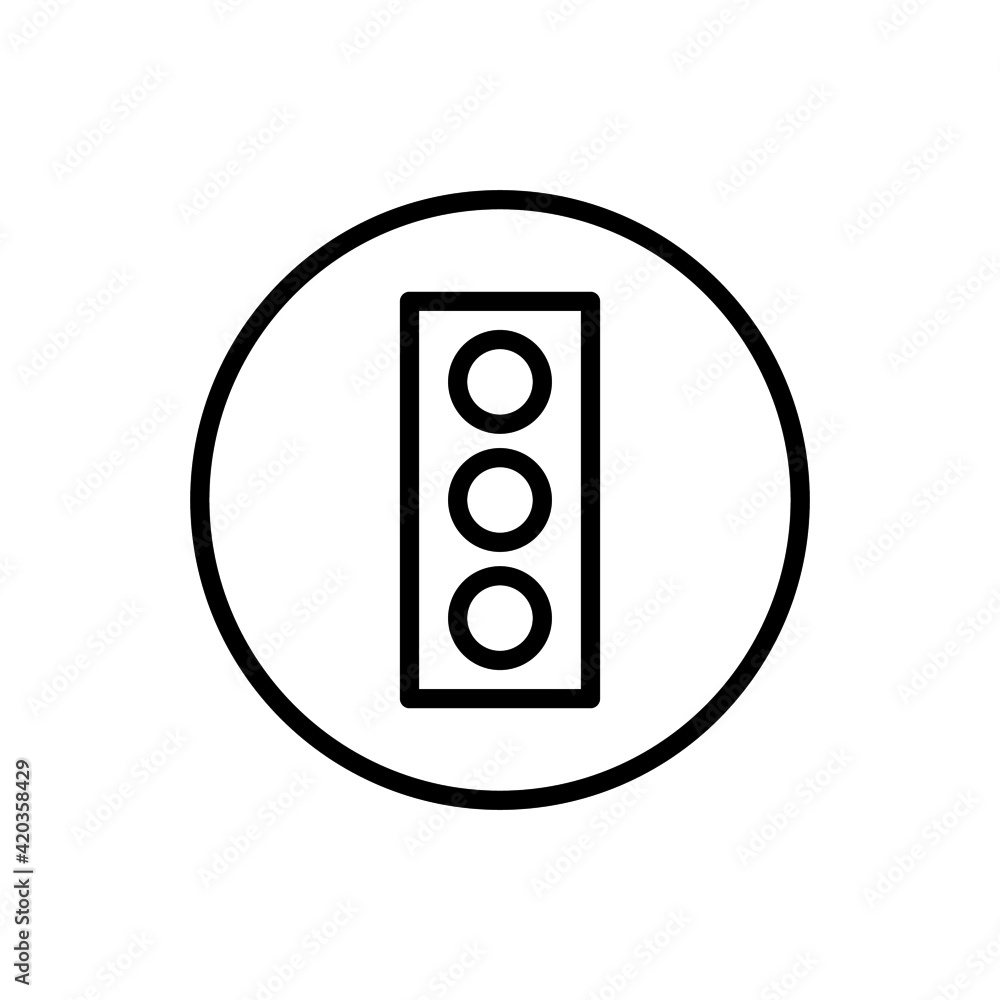 Warning sign with traffic light symbol, Traffic light sign, isolated on white background Warning sign with traffic light symbol, Traffic light sign, isolated on white background