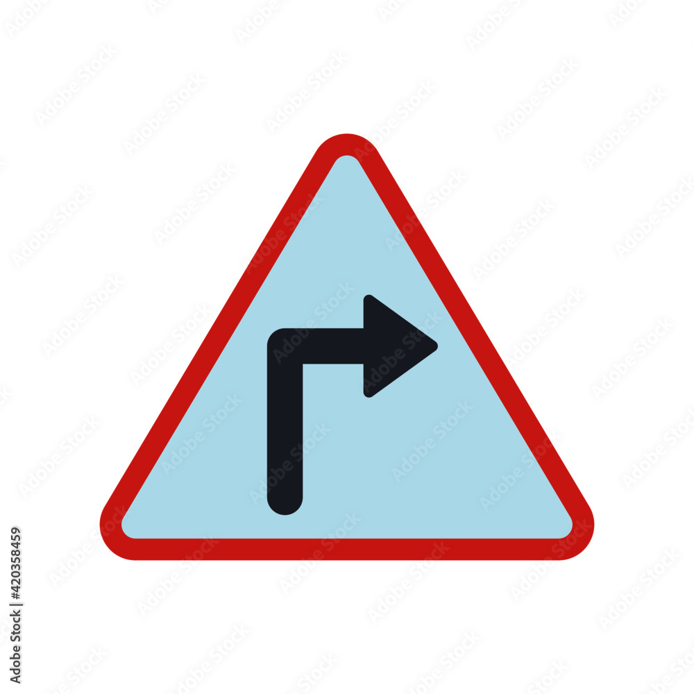 Turn Right Traffic Road Signicon, isolated on white background