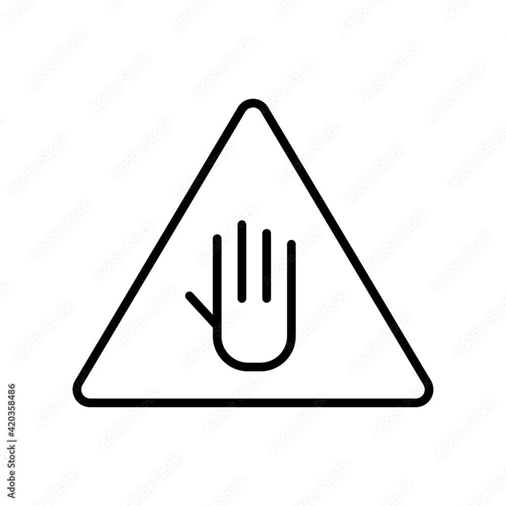 Traffic stop sign with a hand icon, isolated on white background Traffic stop sign with a hand icon, isolated on white background