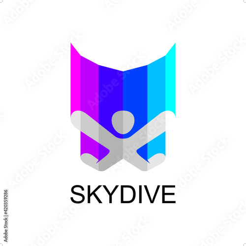 Falling skydiving simple illustration logo template