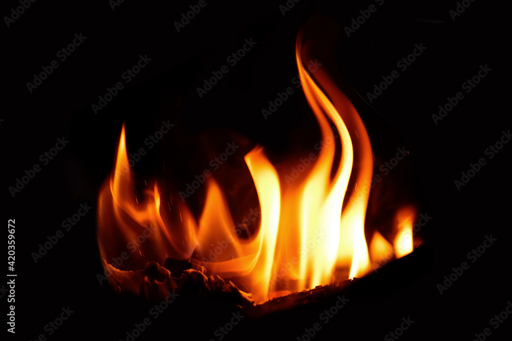 Fire flames on a black background Fire flames on a black background