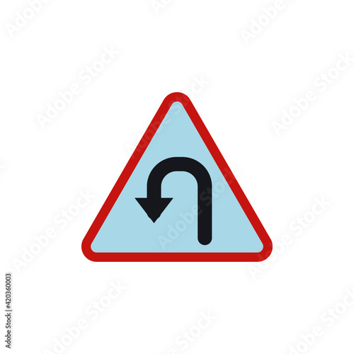 Free Download U Turn Road Sign icon, isolated on white background - GFXLoad