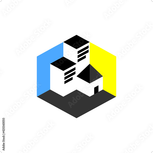 Isometric view of simple building illustration