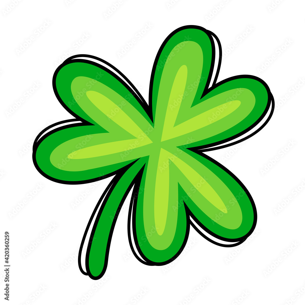 Green shamrock hand-draw style. St. Patrick day Irish symbol, icon design. Vector illustration Green shamrock hand-draw style. St. Patrick day Irish symbol, icon design. Vector illustration