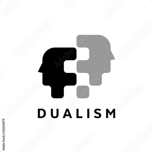 Two heads or faces logo template