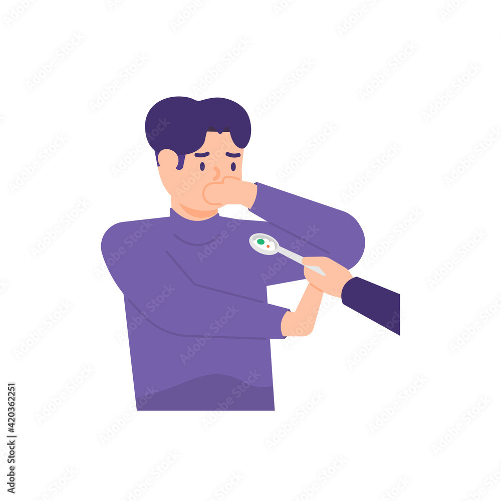 A Man Shuts His Mouth And Refuses A Food Because He Does Not Want To a-man-shuts-his-mouth-and-refuses-a-food-because-he-does-not-want-to