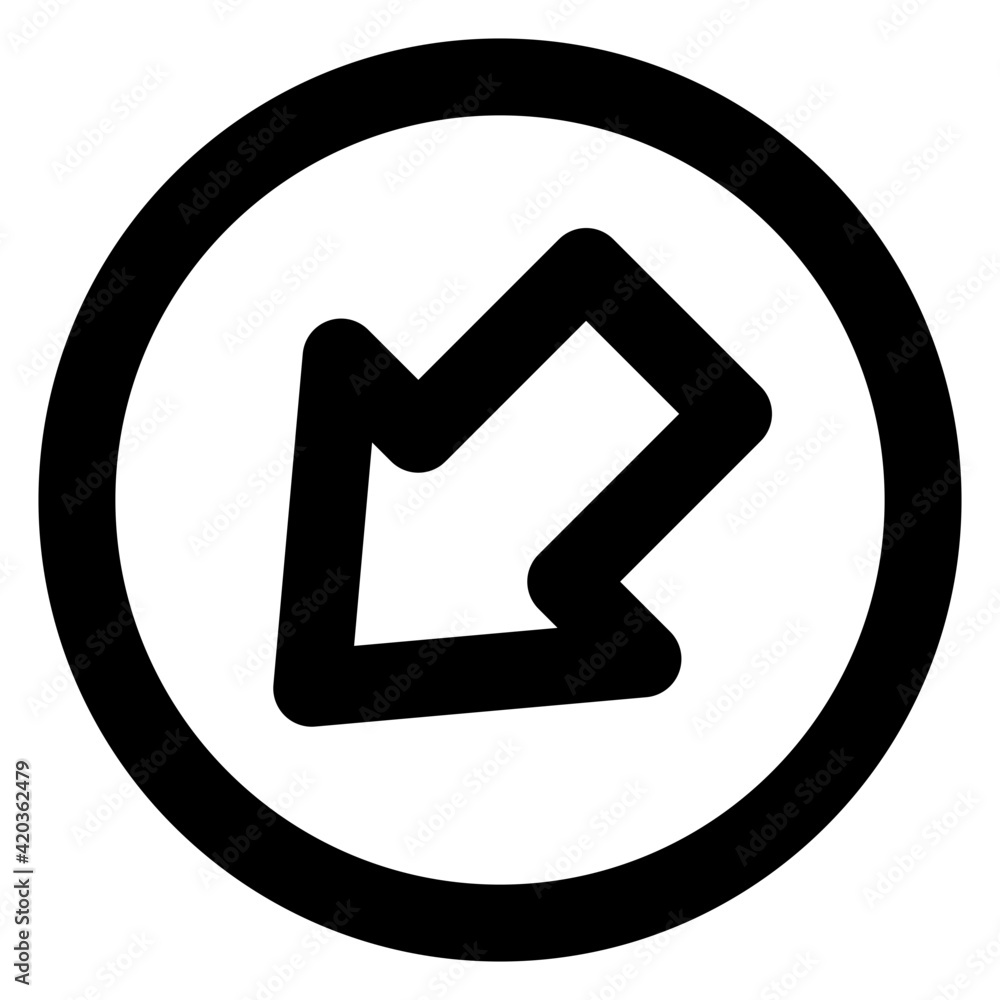 Modern style icon of left down arrow
Modern style icon of left down arrow