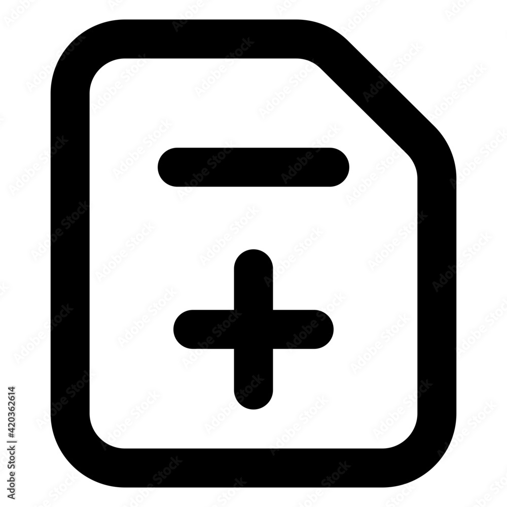 Plus and minus sign on folded paper symbolizing maths file icon
Plus and minus sign on folded paper symbolizing maths file icon